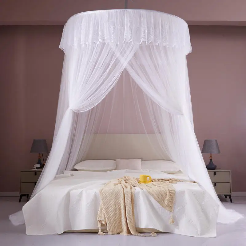 

Luxury White Round Dome Mosquito Net for Double Bed - Princess Style Without Installation
