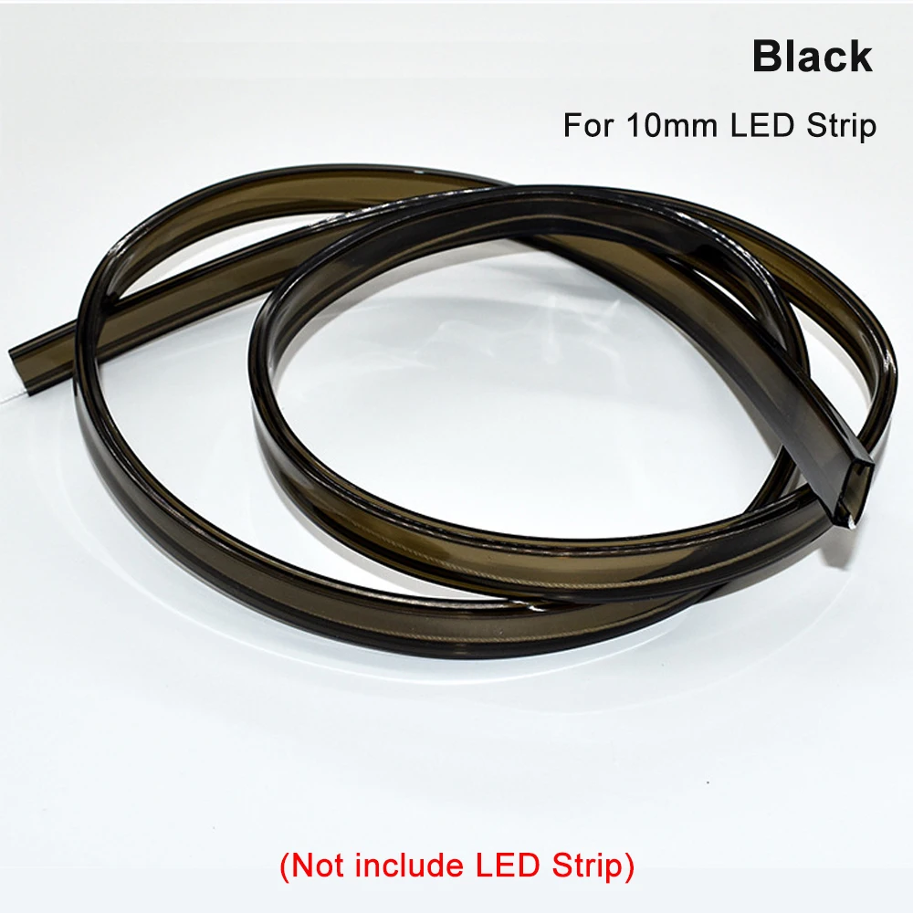 Transparent/Milky White/Black LED Silicone Tube Flexible Protection Cover Waterproof IP67 For 10mm PCB WS2811 WS2812 Strip Light