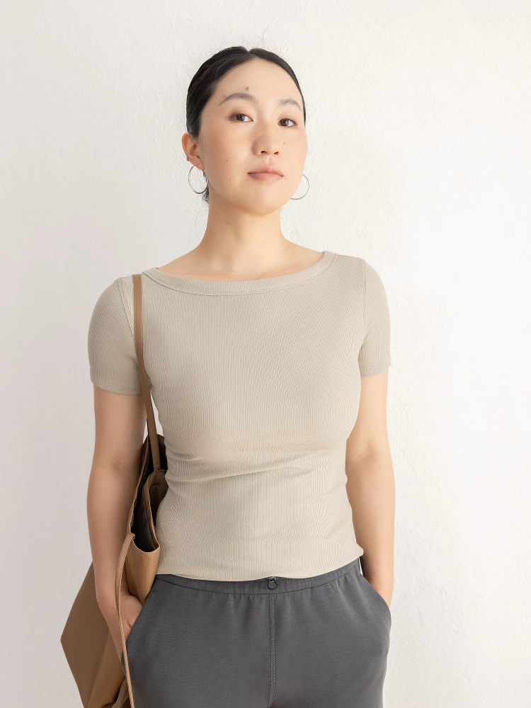 

JENUNIQUE Modal ort Sve Women's T-irt Slim Fit Waist Cinched oulder Appropriate Summer Sensation One-oulder Top