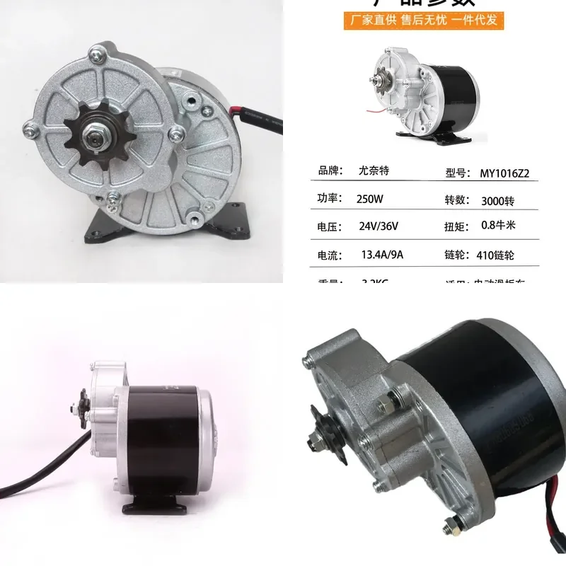 for Modified Electric Bicycle Motor MY1016Z2 24V 36V 250W Brushed DC Gear Motor Without Foot Horse