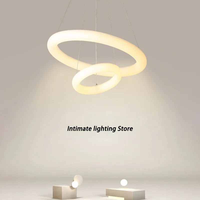 modern white circular led ceiling chandelier decoracao de interiores sala de estar sala de jantar quarto 2024 01