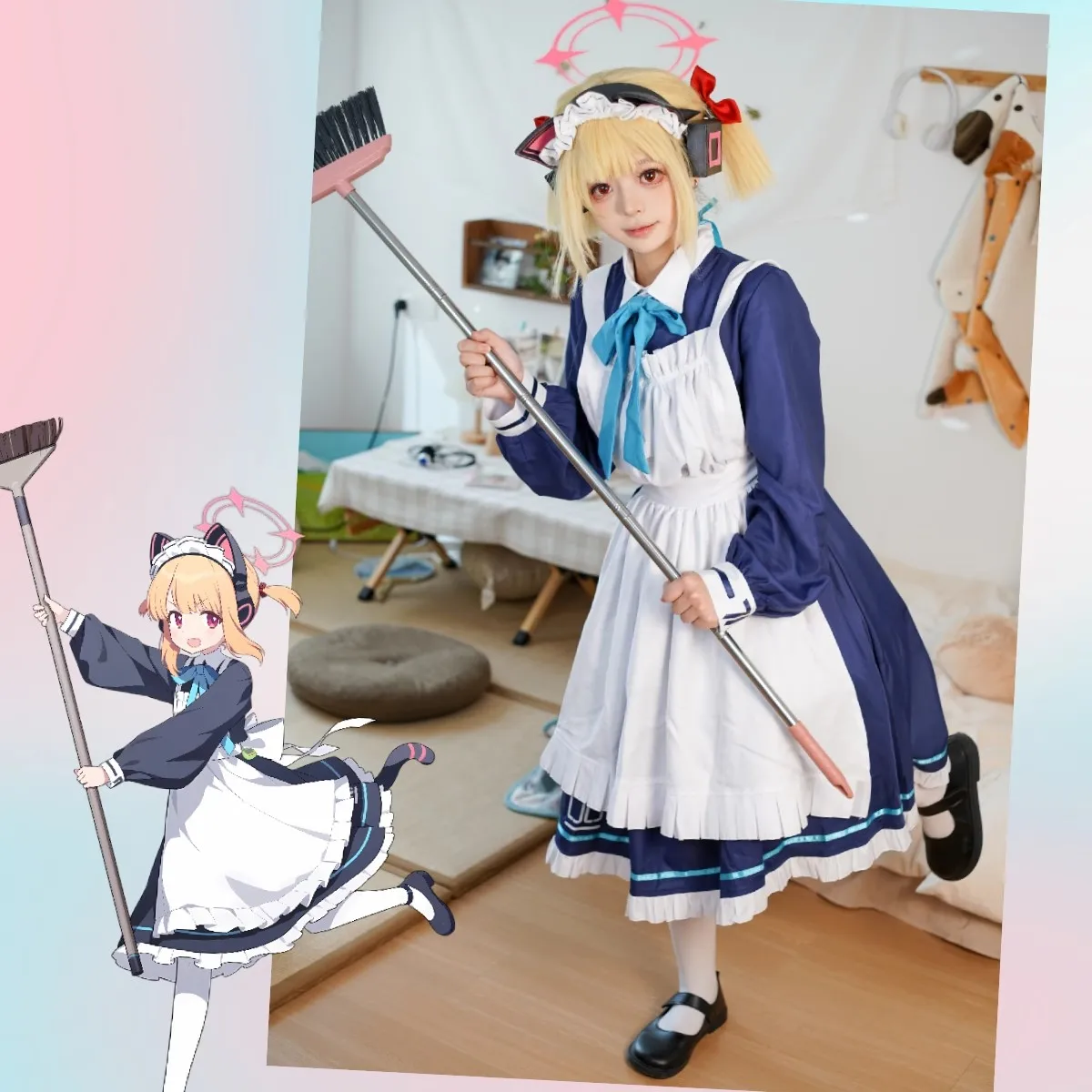 Game Blue Archive Saiba Midori Momoi Cosplay Costume Women Maid Dress Party Suit Halloween Uniforms Anime Clothing Custom Made