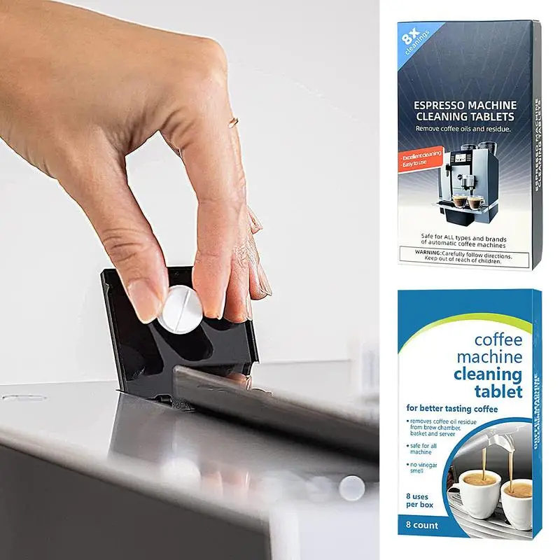 8 pieces Cleaning Tablets for Espresso Coffee Machine Coffee Maker Pot Descaling Tablets Home Kitchen Supplies