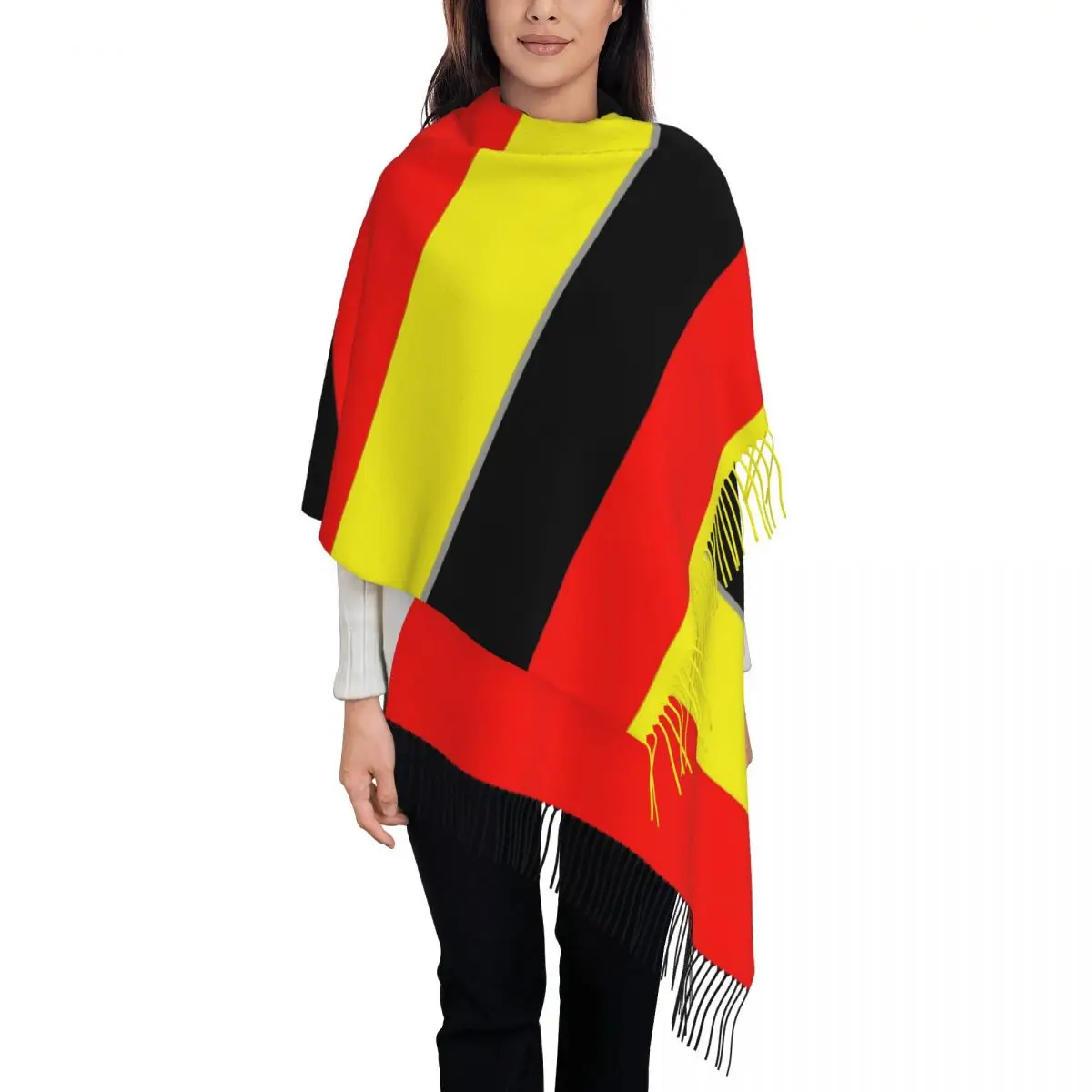 Germany Flag Shawl Wraps Women Warm Large Long Scarf German Empire Imperial Pashmina Tassel Scarves