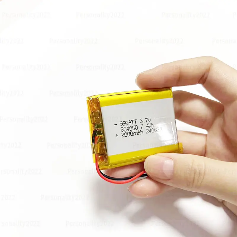 804050 2000mAh Lithium Ion Battery 3.7V Lipo Li-Polymer Batteries for Massager Medical Equipment Car Air Filter Loudspeaker