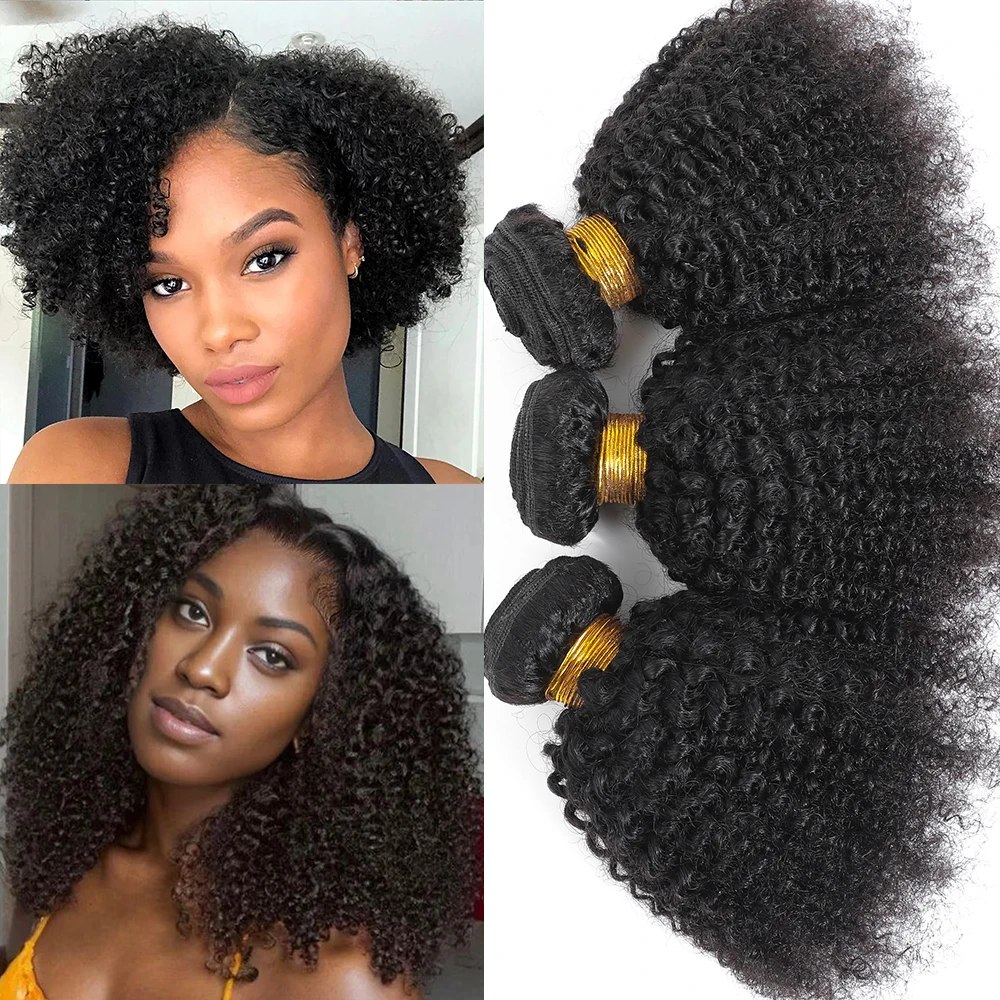 Brazilian Afro Kinky Curly Human Hair Bundles 4b 4c Afro kinky Bulk Human Hair Weave Bundle Deal Hair Extensions Wholesale