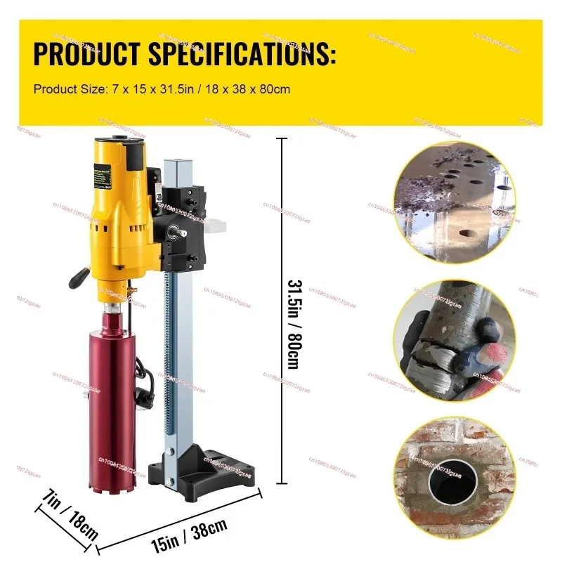 3980W Diamond Core Drilling Machine 8 Inch/205MM Diamond Core Drill Rig with Stand and Drill Bits For Concrete Drilling Boring