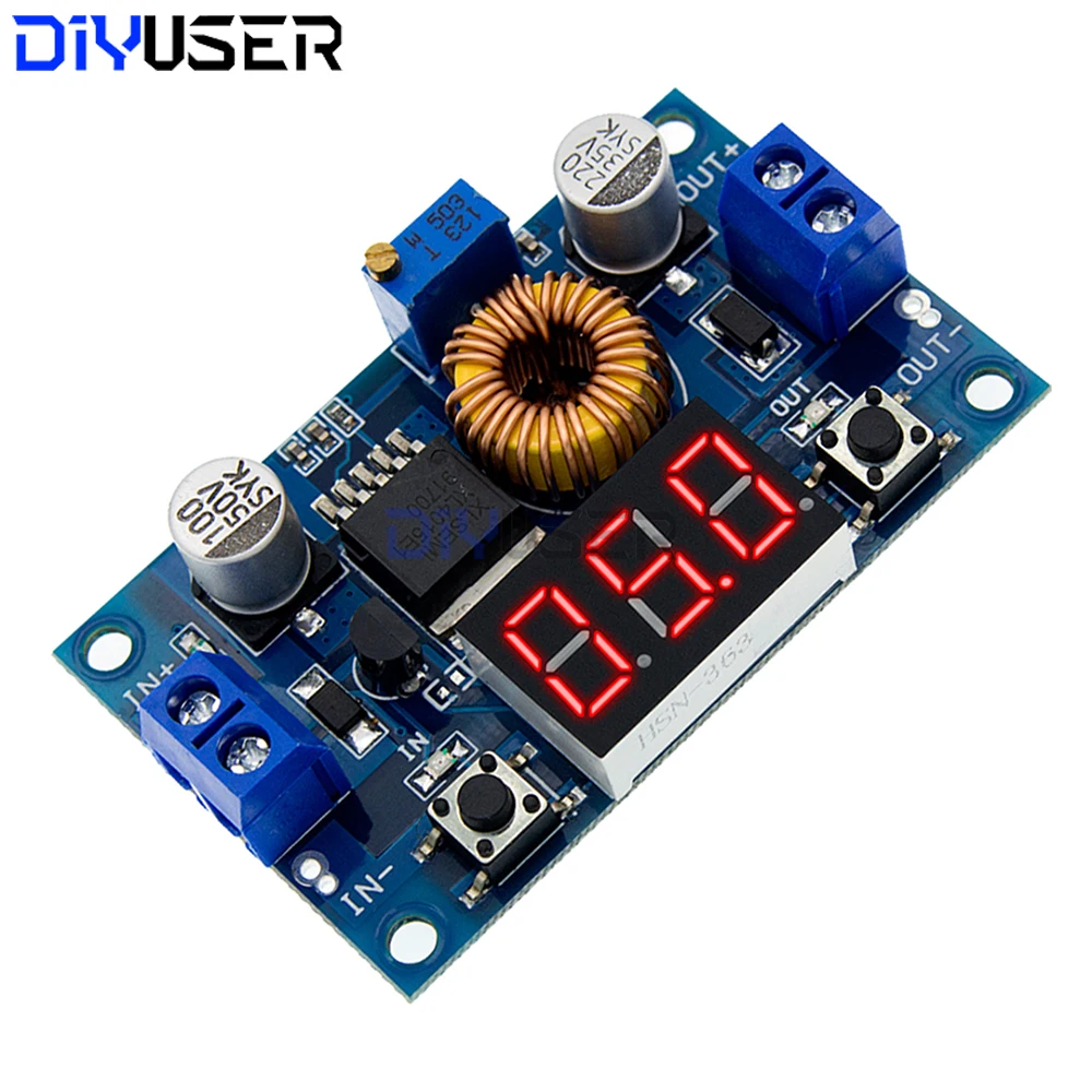 Convertitore buck DC-DC XL4015 Modulo step-down regolabile 5A 75W con voltmetro digitale e calibrazione per driver LED, Arduino