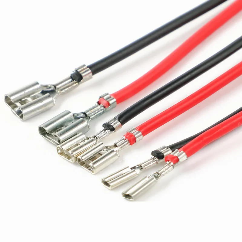 10pcs 20CM 2.8MM/4.8MM/6.3mm 2.8/4.8/6.3 Female Spade Crimp Terminal Connector with Wire Red Black for Rocker Switch