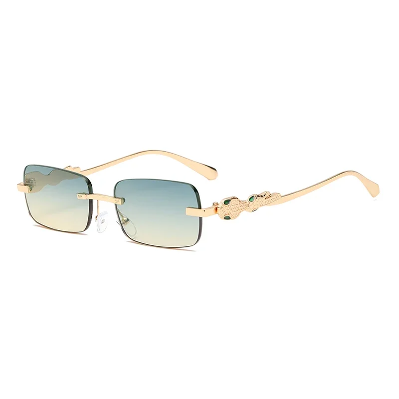 Luxury Leopard Print Frameless Sunglasses | Gold Frame + Gradient Lenses | Party/Beach Fashion Statement