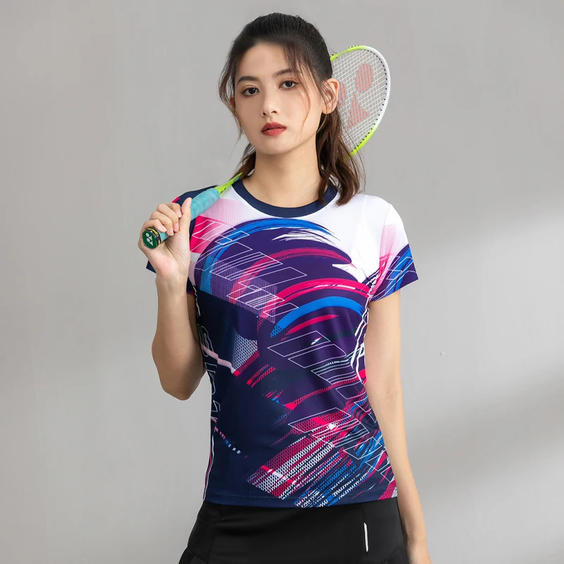 Women Gradient Shirts Badminton Custom Quick Dry Team Game  Sports Short Sleeves Training Gym Volleyball Golf Ping Pong Shirts