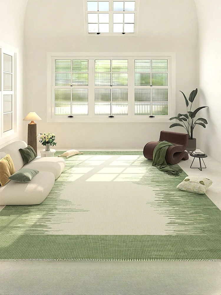 Green Carpets for Living Room Decoration Fresh Bedroom Natural Wabi-Sabi Sofa Coffee Table Area Rug Premium Bedside Hostel Mat