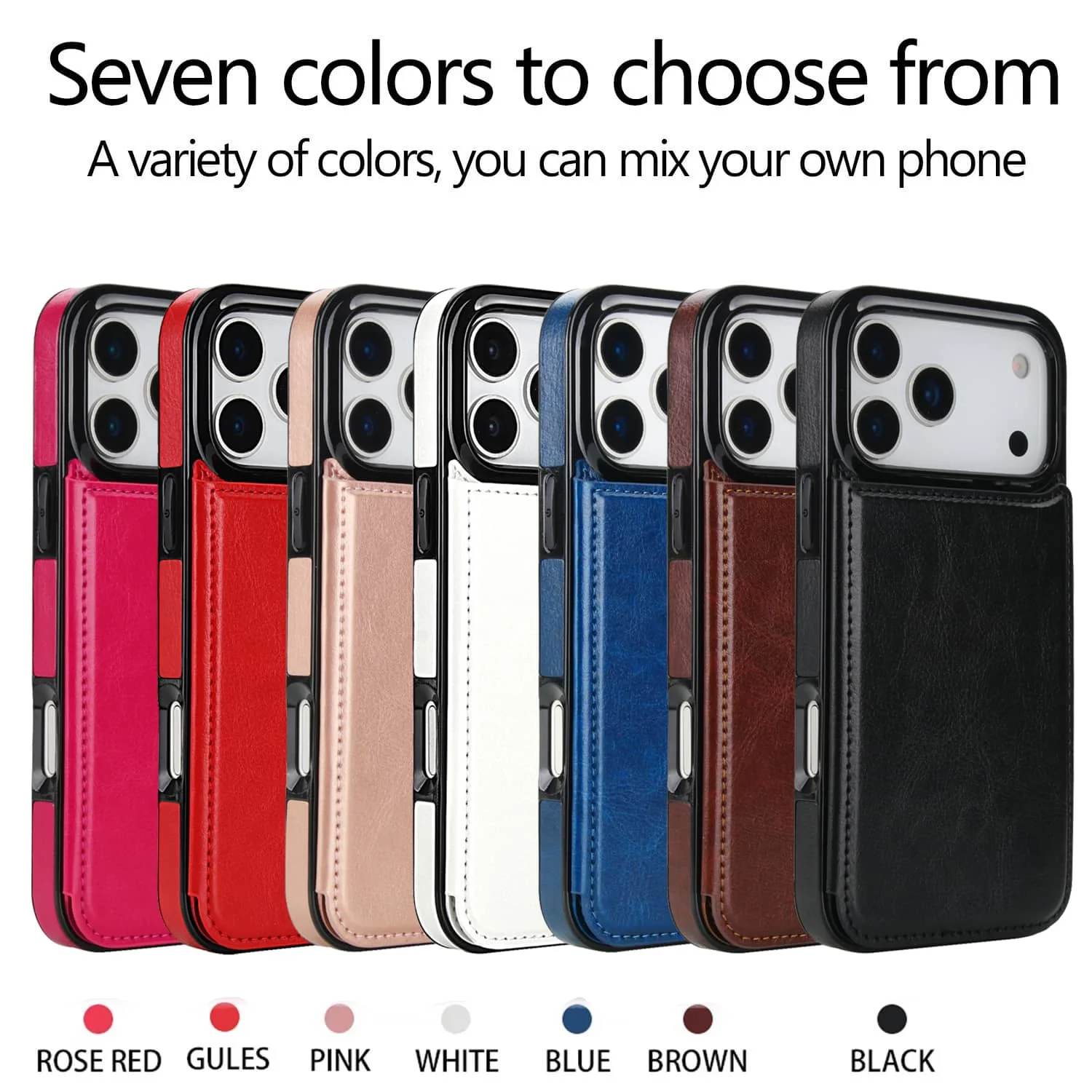 For iPhone 18 Pro/17 Pro Max/17eAir Wallet Case With Card Holder,PU Faux Leather Kickstand Card Slots Case,Double Magnetic Clasp