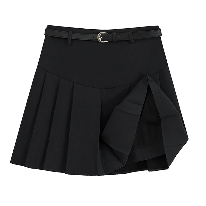 Fashionable High Waist College Style Cute Jk Pleated Skirt For Women (With Belt)