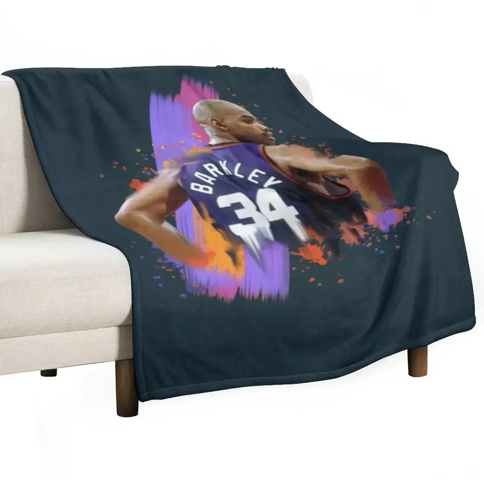 Charles Barkley basketball Thirty four back side Throw Blanket funny gift Furry Soft Plush Plaid manga Comforter Blankets