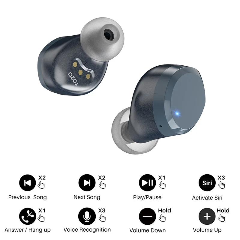 Refurbished TOZO T12 Wireless Earbuds LED Digital Display HiFi Stereo Sound Portable Handfree Sport Earphones Wireless Headset