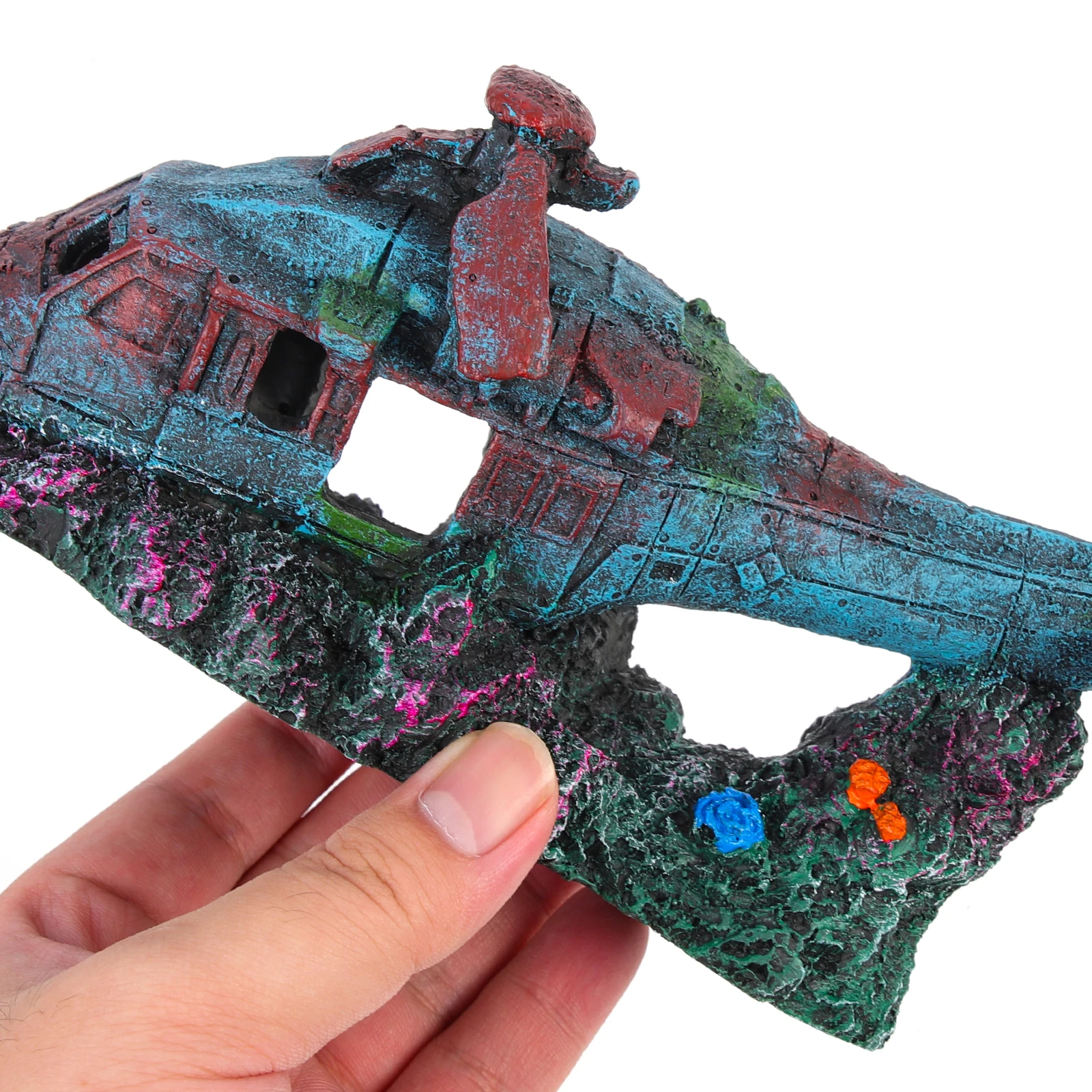 

Aquarium Resin Fighter Wreckage Statue Realistic Underwater Aircraft Decor for Fish Tank Landscaping Ornament Pollution Free