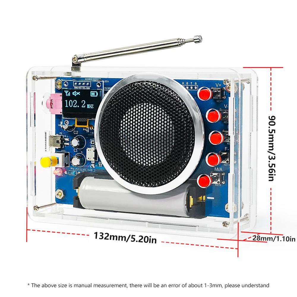 DIY OLED FM Radio Electronic Kit Adjustable Frequency 87-108MHz Soldering Project Practice Solder RDA5807S DIY Electroinc Kit