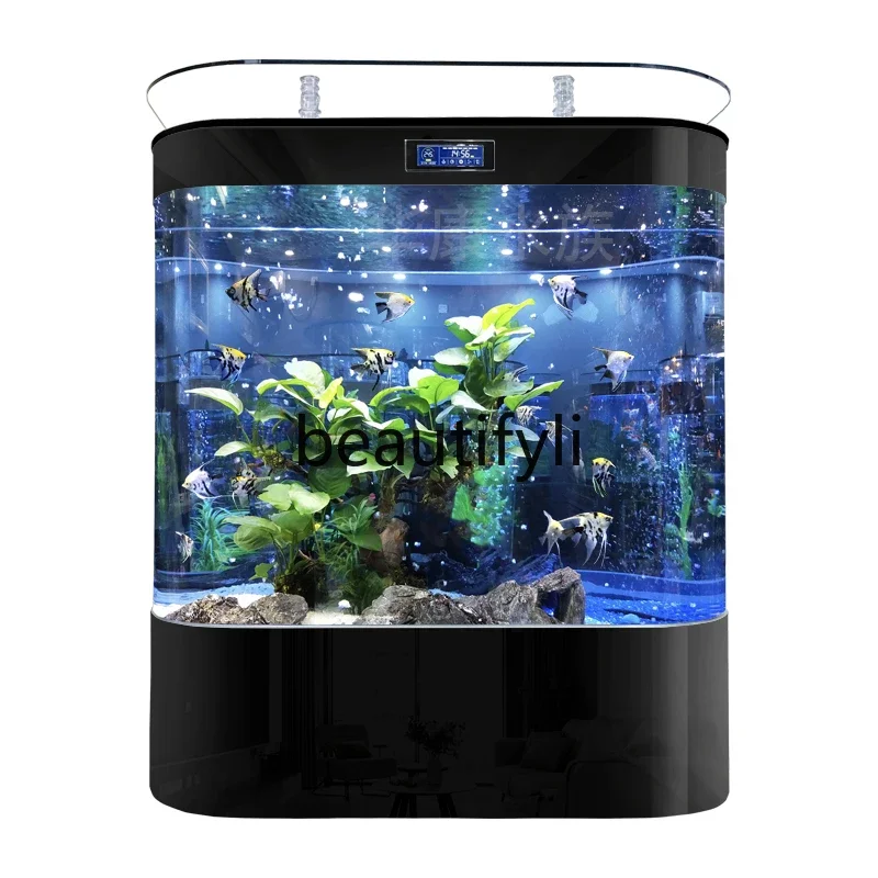 Small and medium-sized new double round wall large back filter ecological landscaping Jinlong fish tank