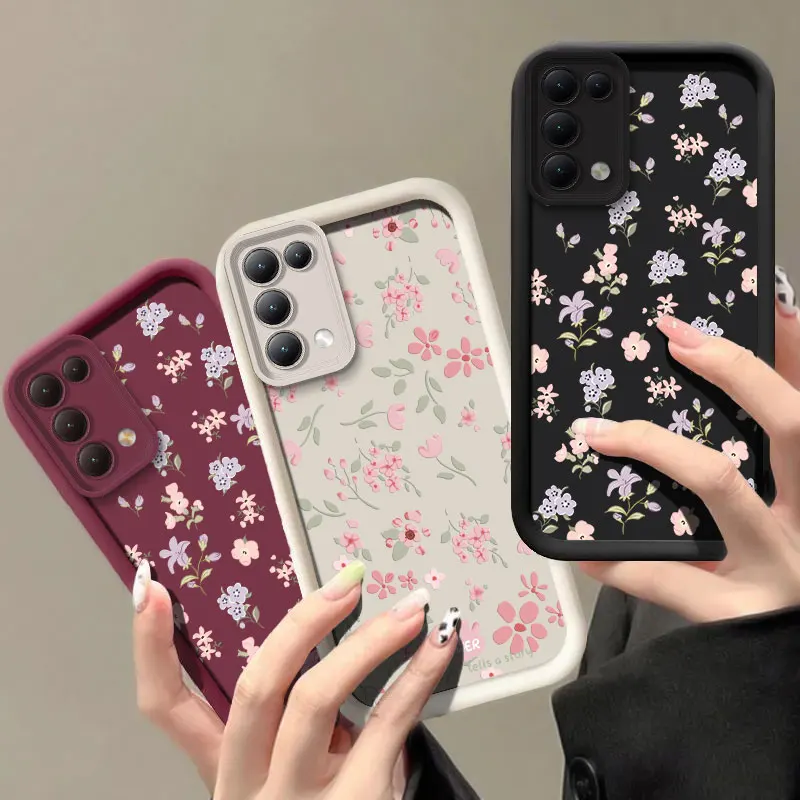 Camera Lens Protection Phone Case For OPPO Reno 11F 2 3 7Z 8 6 10 Pro Plus 4 8T 5 11 Color Flowers Print Silicone Soft Cover