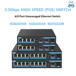 Terow-ギガビットポピーネットワークスイッチ、イーサネットスイッチ、2.5g、10g、4、8ポート、2.5gbps、pe 1/2ポート、10gbps、sfpサポート、vlan