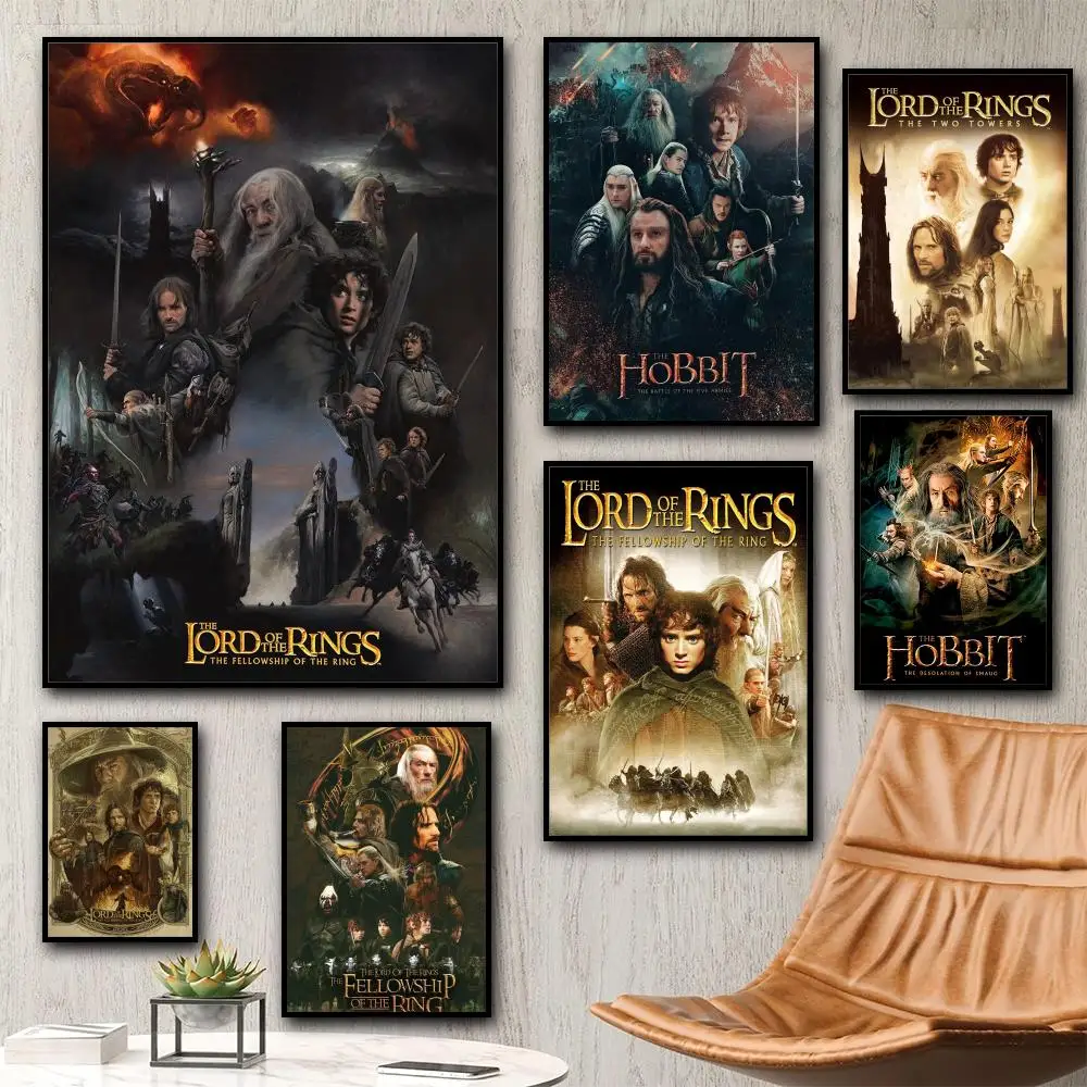 Póster en lienzo de caligrafía con pintura del Señor de los Anillos: decoración de pared duradera resistente al agua sin arrugas para todos los espacios