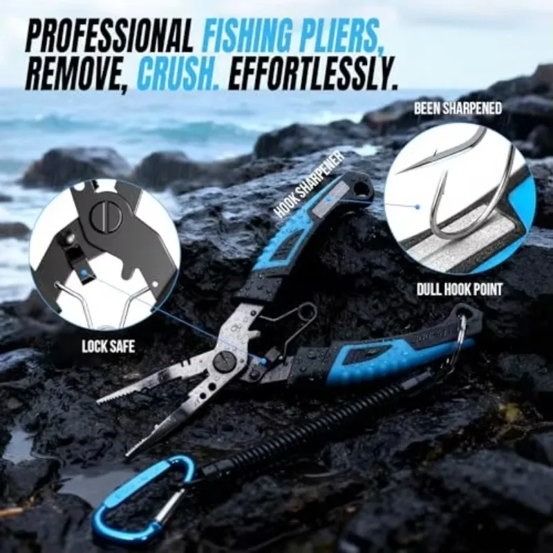 7PCS Fishing Accessories Corrosion Resistant  Pliers Kit  Knife Floating Fish Lip Gripper Tool Set