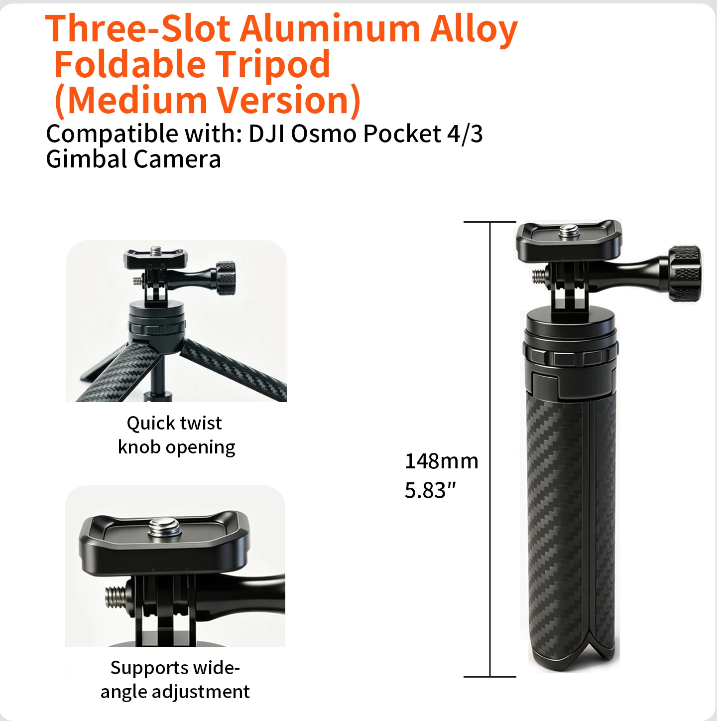 Magnetic Tripod Chargable Mount for DJI Osmo Pocket 4 3 Gimbal Camera One Button Open Desktop Stand Vlog Foldable Selfie Stick