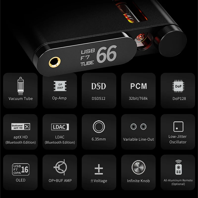 AUNE Flamingo Tube DAC amplificador de auriculares de 5ª generación, decodificador de Audio Digital sin pérdidas, DAC, Bluetooth 5,1, USB, DSD512, Dop128, HiFi