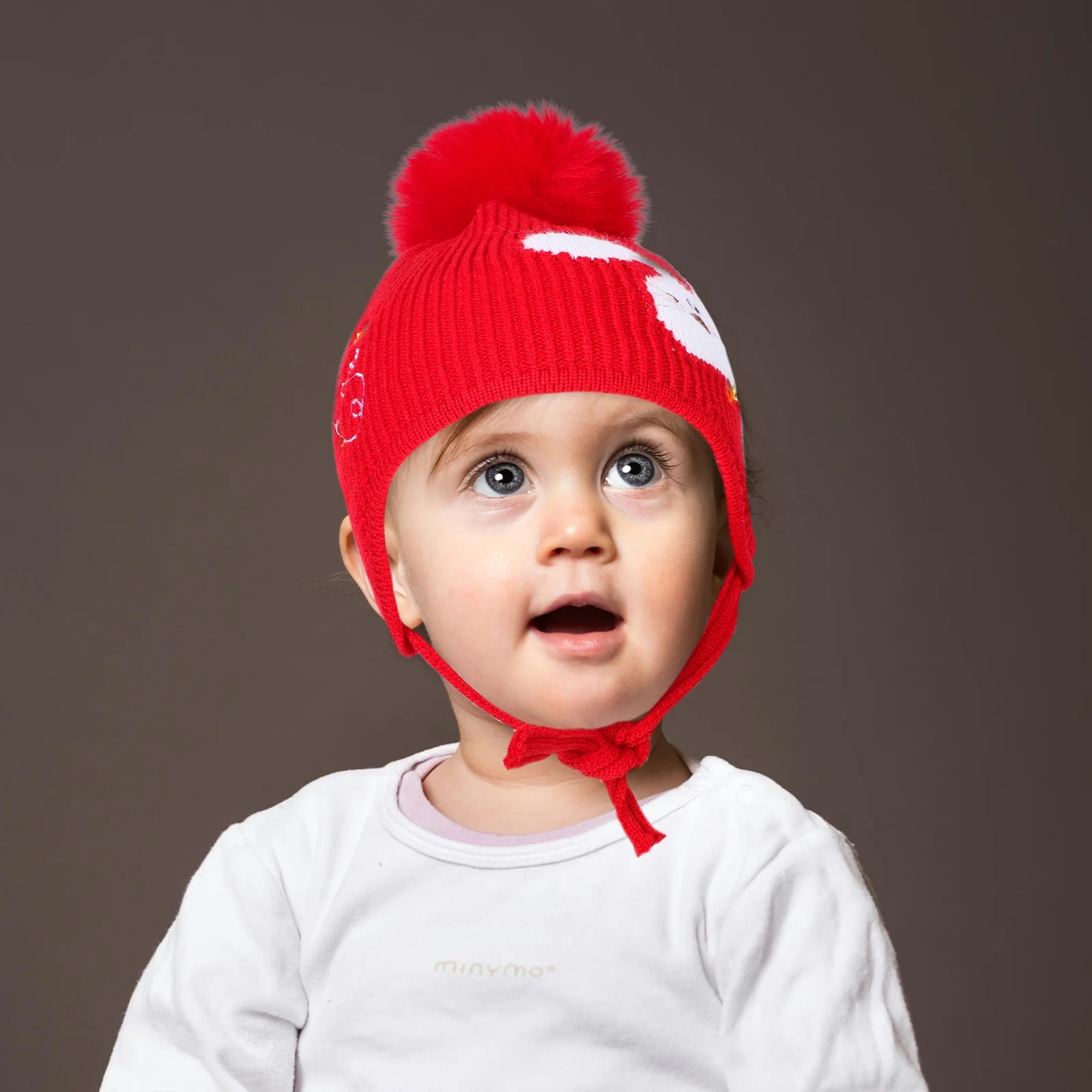 

1Pcs Baby Rabbit Woolen Hat Christmas Knitted Warm Hat Soft Elastic Patterned Cap Winter Kids Outdoor Costume Photo Prop