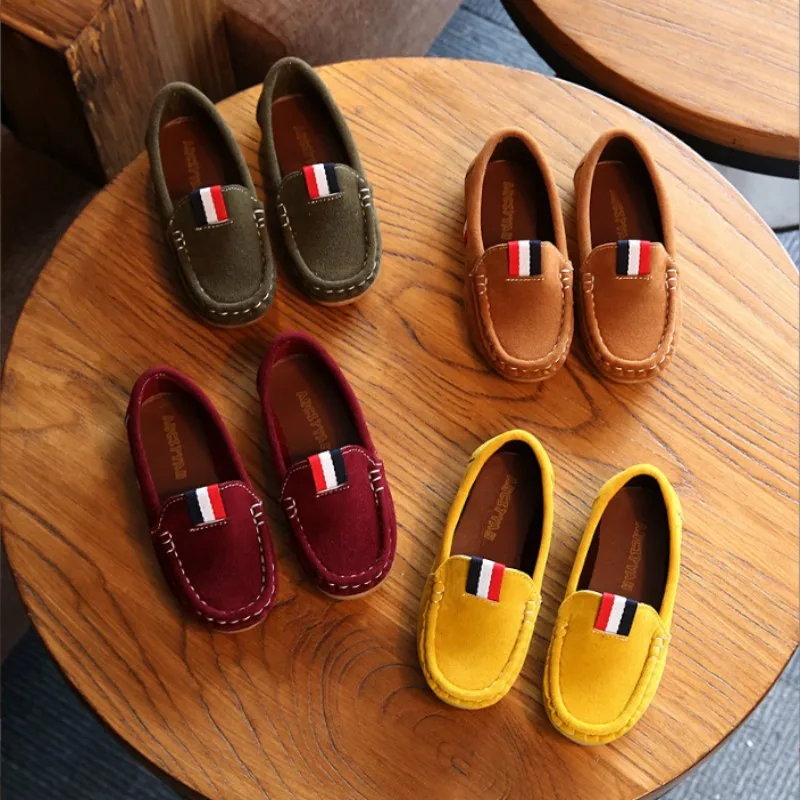 

Children's Leather Shoes Spring Autumn New Style Cowhide Sole Girls' Casual Shoes Boys' Soft Sole One Step Lazy Bean Shoes