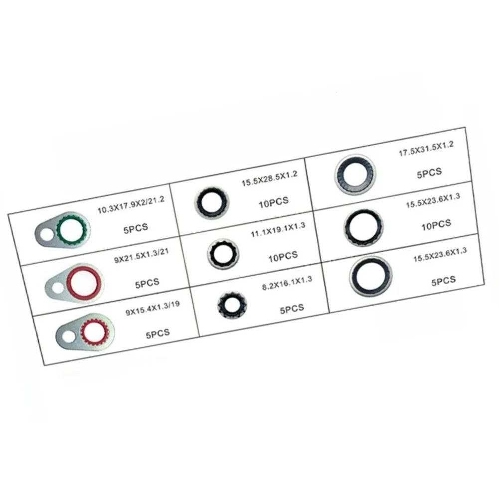 AC Compressor Seal Washer Kit 60 Pieces Metal Rubber Composite for Vehicle Air Conditioning System Pipe Connection Sealing