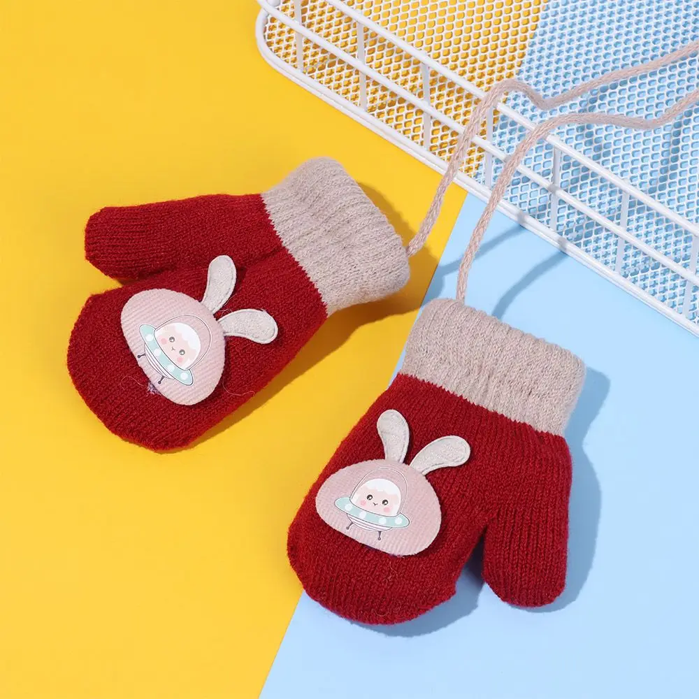 

Теплые вязаные перчатки для малышей 1-3 лет, варежки с милыми мультяшными животными для мальчиков и девочек, утепленные зимние варежки