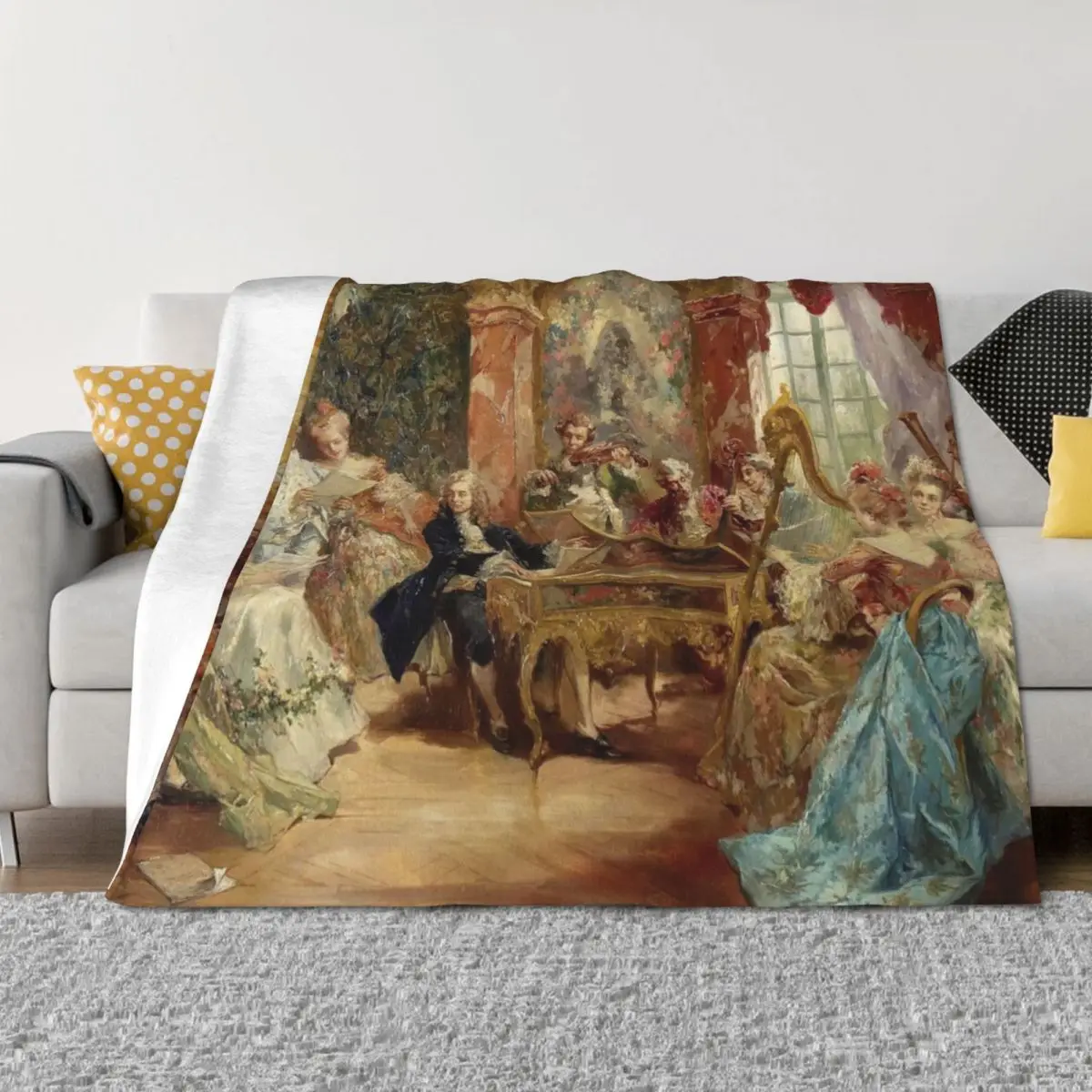 

17th Century Musical Soiree Throw Blanket Blankets Sofas Of Decoration Furry Stuffeds Bed linens Blankets