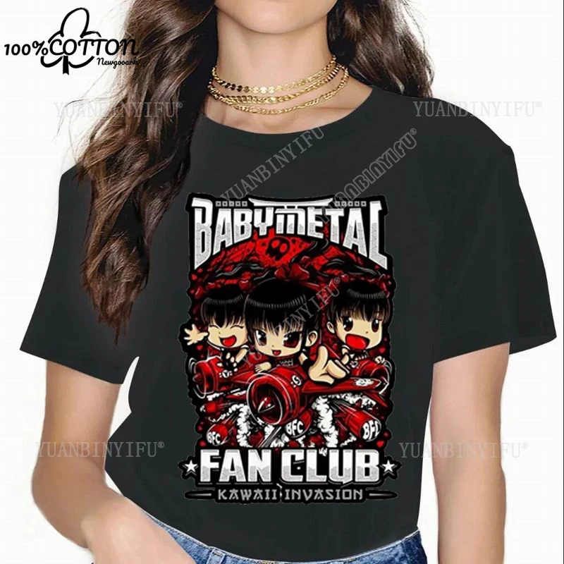 클래식 새 목록 일본 헤비 메탈 아이돌 밴드 BABYMETAL 헤비 메탈 프린트 여성 코튼 티셔츠 스트리트 패션