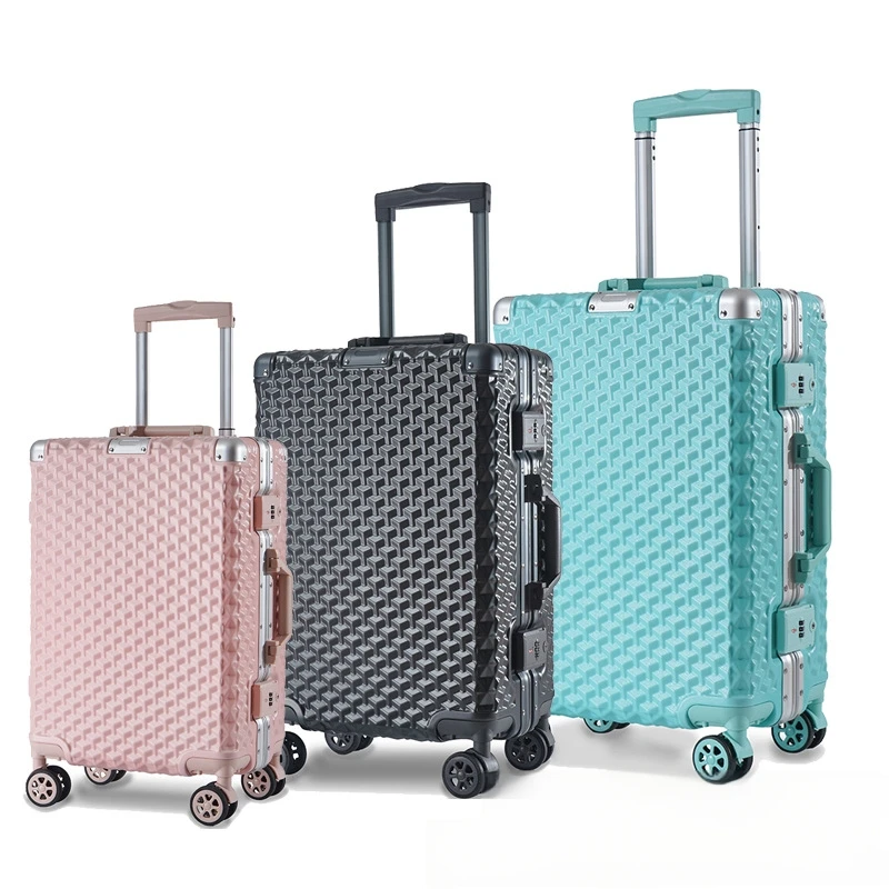 Hot Selling Aluminum Frame Luggage Stock High Quality Factory Wholesale Price 3 pcs Set ABS PC Suitcase Stock