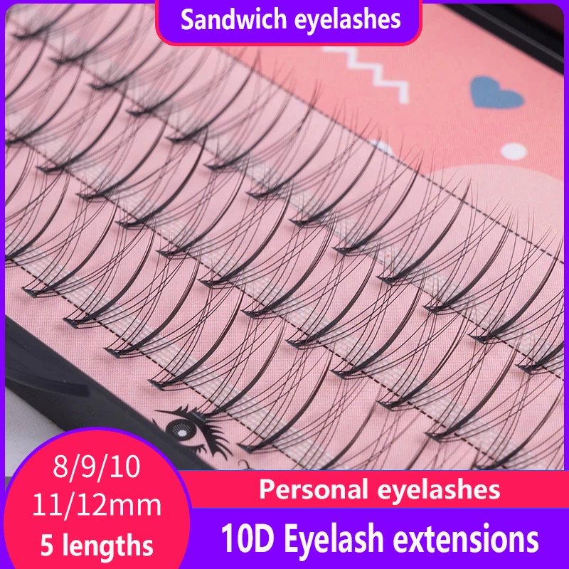 60 Clusters Sandwich False Eyelashes Professional Eyelash Extension Personal Eyelashes 3D False Eyelashes Eyelash Tool