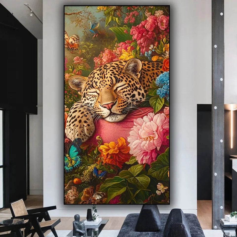 Large Peony Leopard Diamond Painting New 2025 Full Square Round Diamond Embroidery Flower Animal Diy Handmade Gift Home Decor