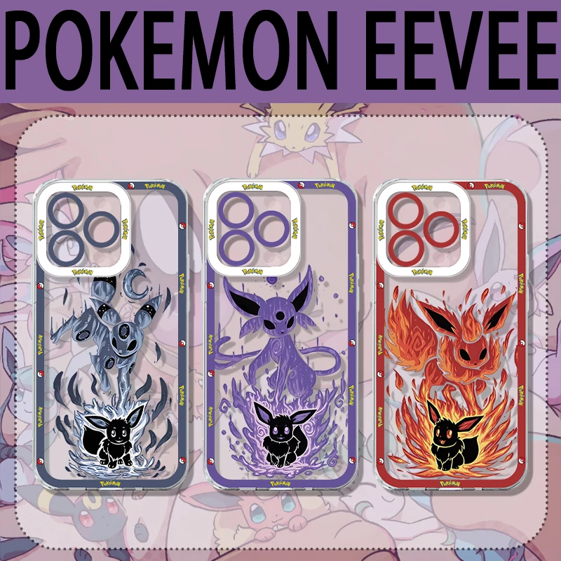 HOT P-Pokemon Cute Eevee Family Phone Case For Samsung A57 A07 A36 A26 A56 A16 A06 A55 A54 A34 A24 A14 A13 A53 A33 Clear Cover