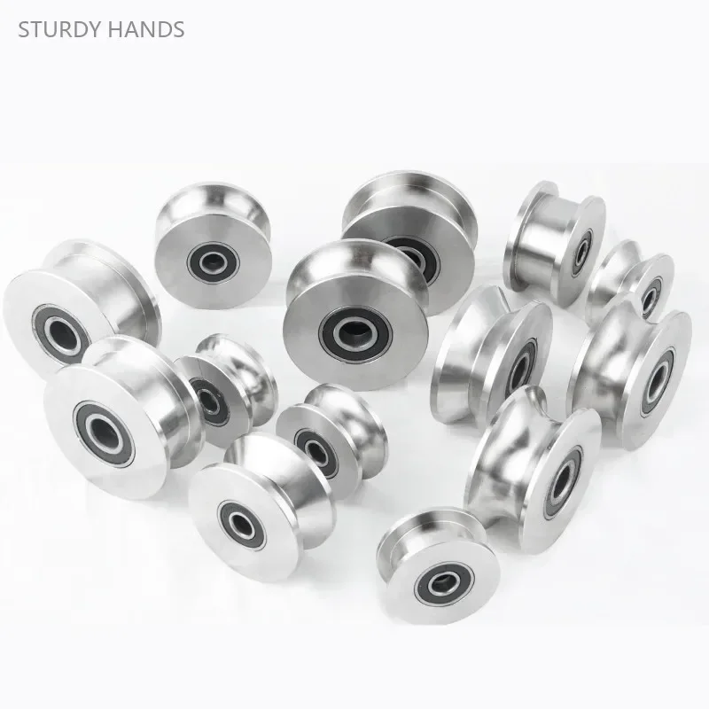 1pcs Stainless Steel Track Pulley Bearing Quiet Wheel Sliding Door V/U/H Type Grooved Steel Wire Rope Directional Roller