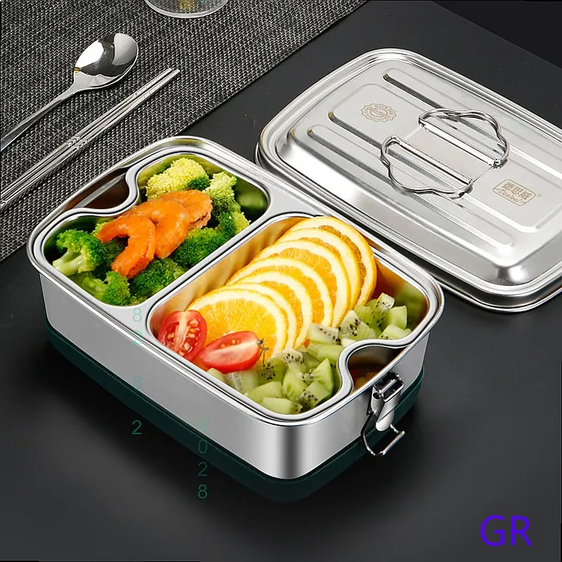 304 Stainless Steel Lunch Box Leakproof Double Layer Bento Box Large Capacity Microwave Steamer view 3