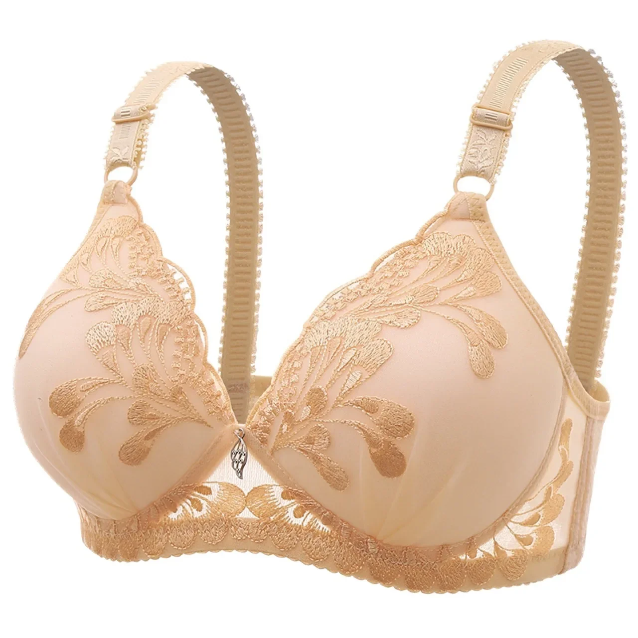 Solid Plus Size Bra For Women 34-40 AB Wireless Bra Thin Intimate Push Up Sexy Lingerie For Women Embroidery Underwear