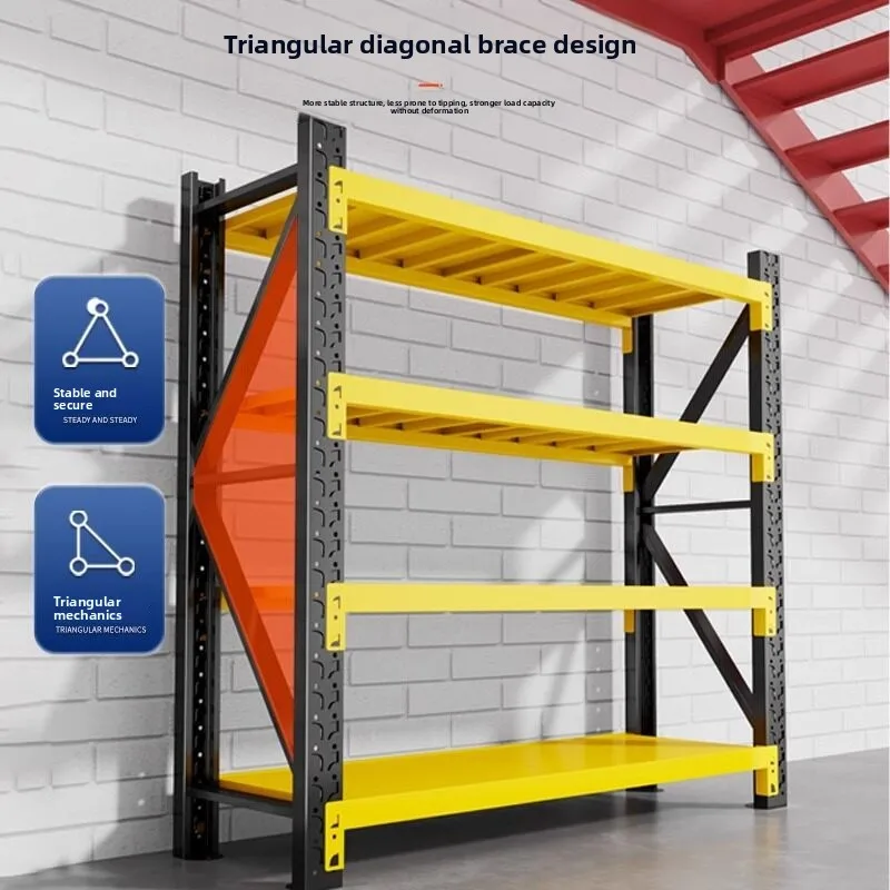 Three-Arrow Home Use Steel Structure Shelf Carriage Storage Rack Multi-Layer Balcony Storage Organizer Household Shelf