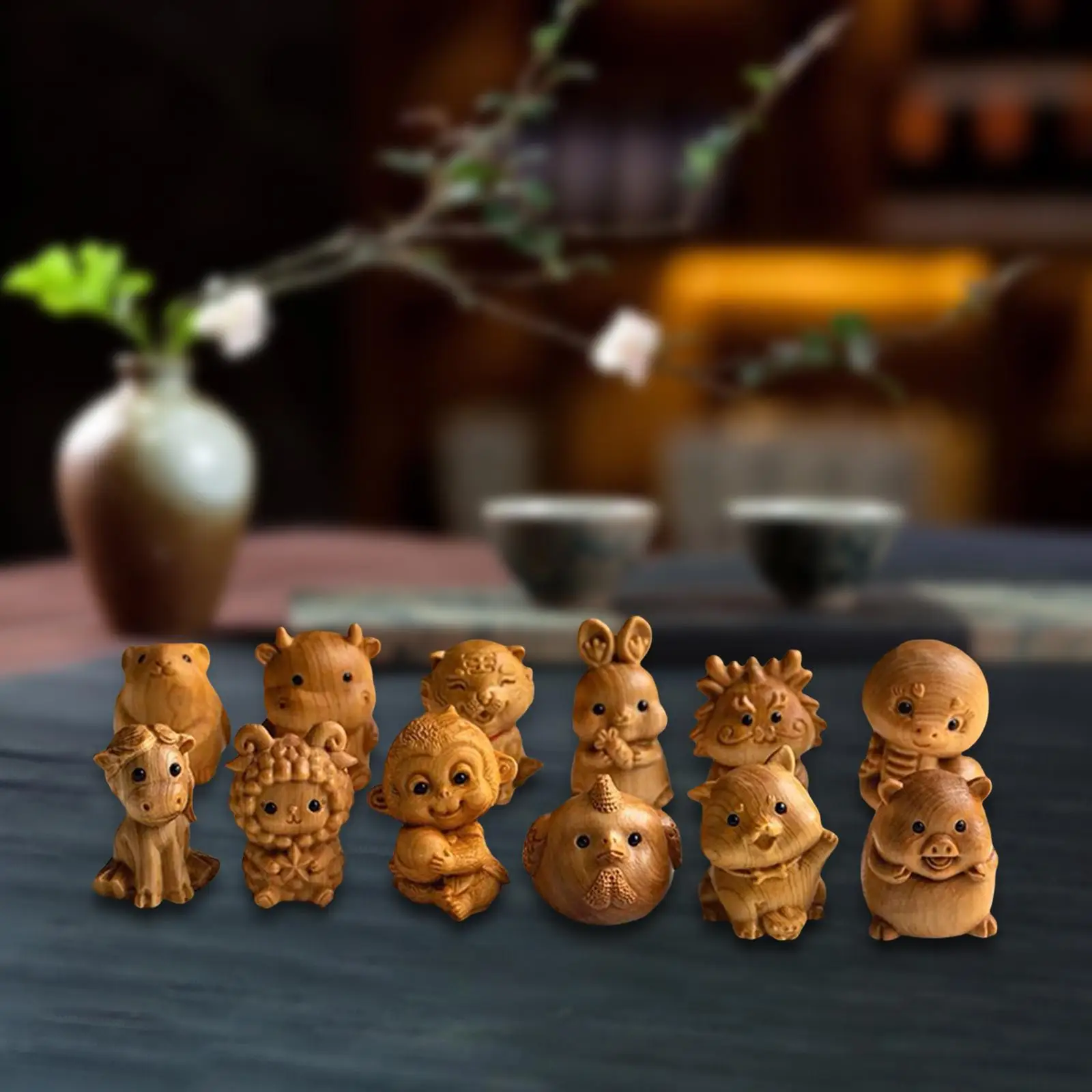 

12 Pieces Feng Shui Chinese Animal Sculptures Chinese DIY Craft Ornament
