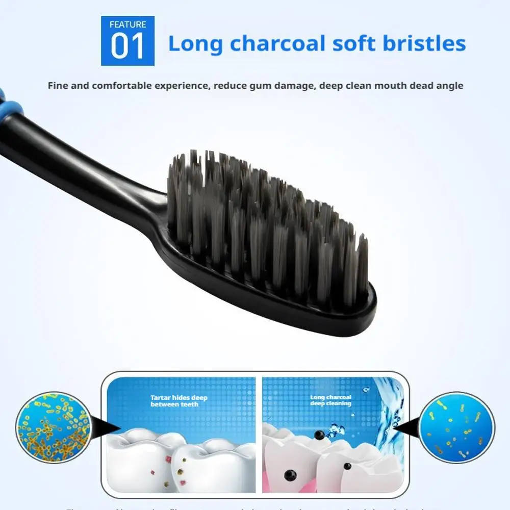 10/20pcs Personal Environmental Bamboo Charcoal Toothbrush Oral Health Low Carbon Medium Soft Bristle Wooden Handle Toothbrush