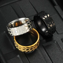 MeMolissa 1pc Motorcycle Car Tire Rings for Men Stainless Steel Hip Hop Punk Striped Finger Ring Steampunk Fashion Jewelry Gift