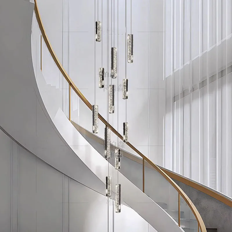 Modern Crystal stair chandelier lights indoor lighting Ceiling lamp hanging light led Chandeliers for living room indoor lightin