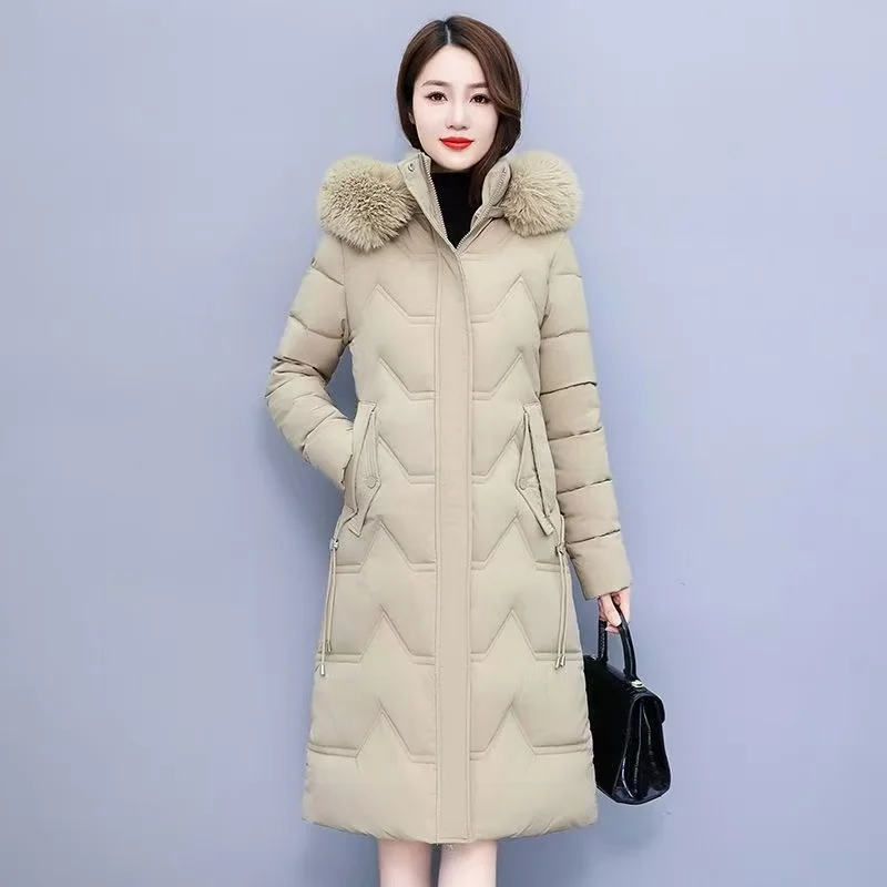 2025 WinterCotton Coat Korean Style Thickened Cotton Padded Loose Fit Long New Model Hooded Down Padded Jacket Jacket