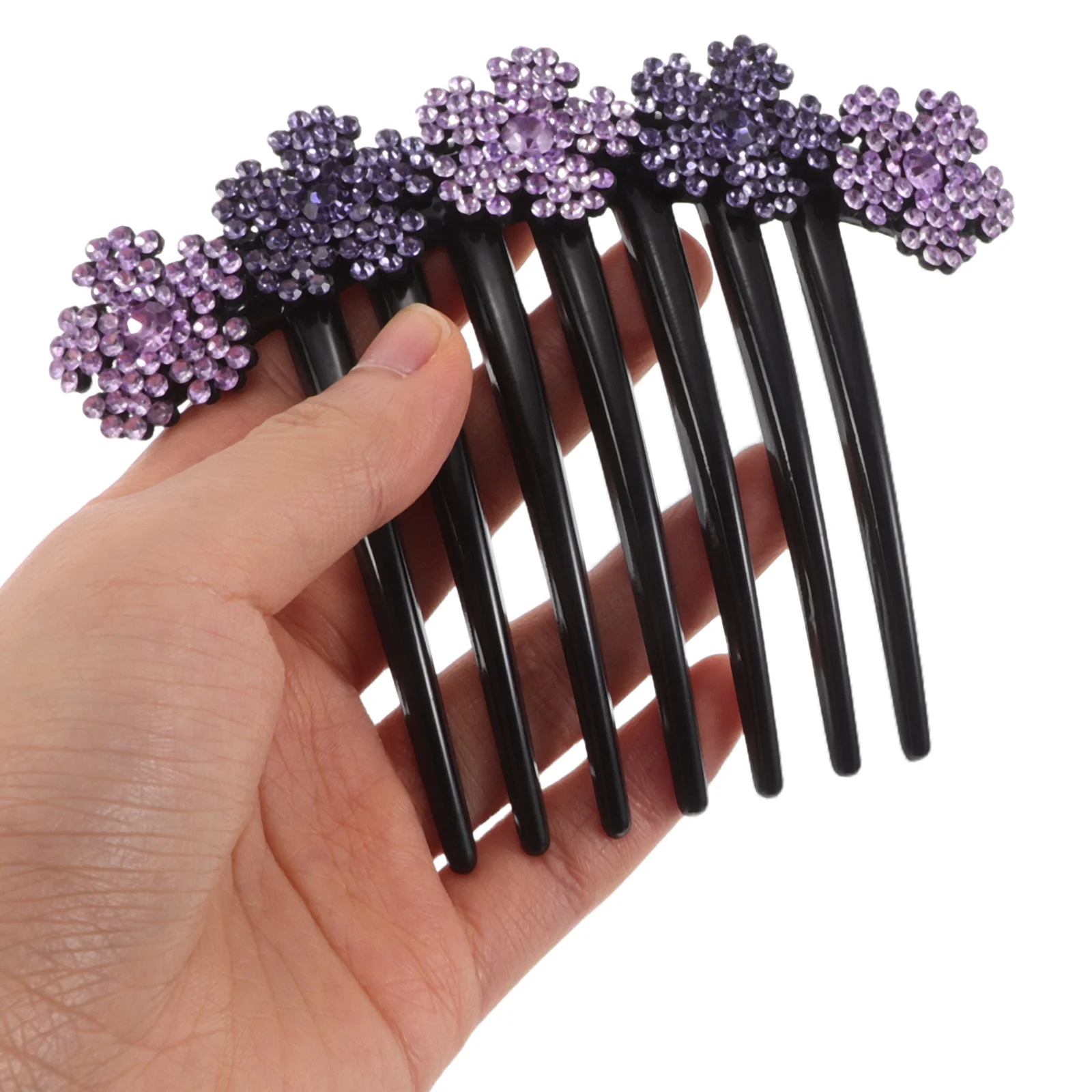 

2pcs Diamond Hair Combs Rhinestone Side Clips for Bridal Bridal Wedding Hair Comb Updo Styling Tools Purple Accessories