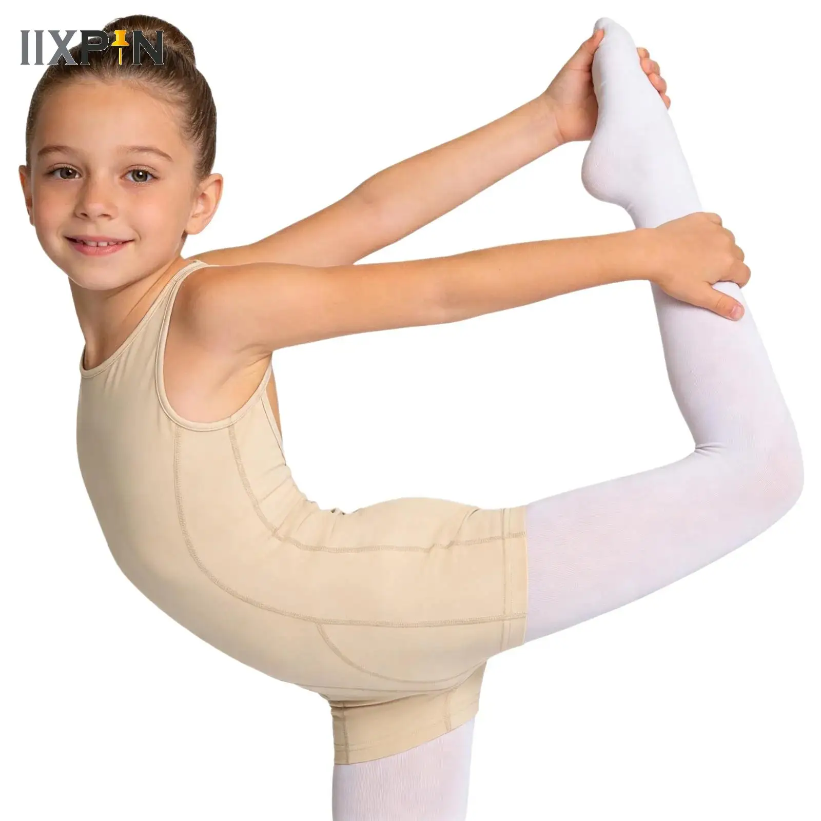 

Kids Girls Sleeveless Gymnastics Leotards Shorty Unitard Kids Round Neck Sleeveless Back Zipper Tank Biketard Yoga Sportswear